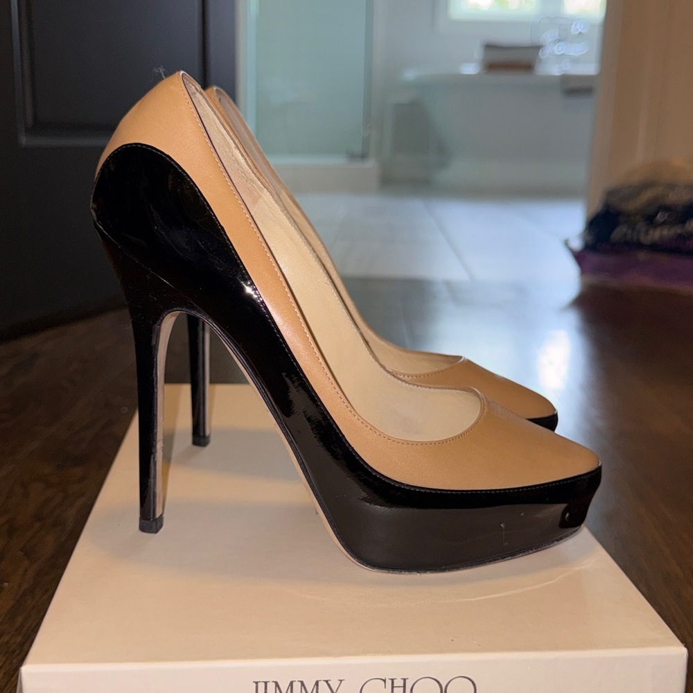 Jimmy Choo Sepia/ two tone Nude Black pump- sold by original owner